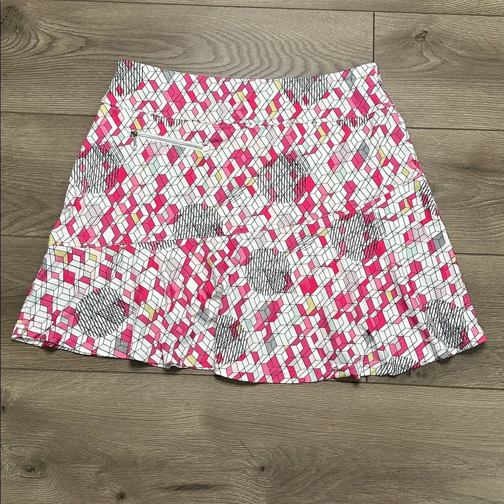 GG Blue High Rise Flounce Golf Skirt Skort Geometric Pink White Size‎ Large